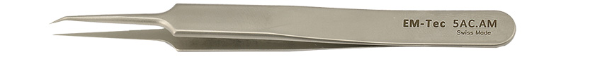 EM-Tec 5AC.AM high precision tweezers, style 5AC, anti-capillary extra fine tips, anti-magnetic stainless steel